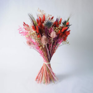 Plantureux bouquet de fleurs séchées, tons vifs